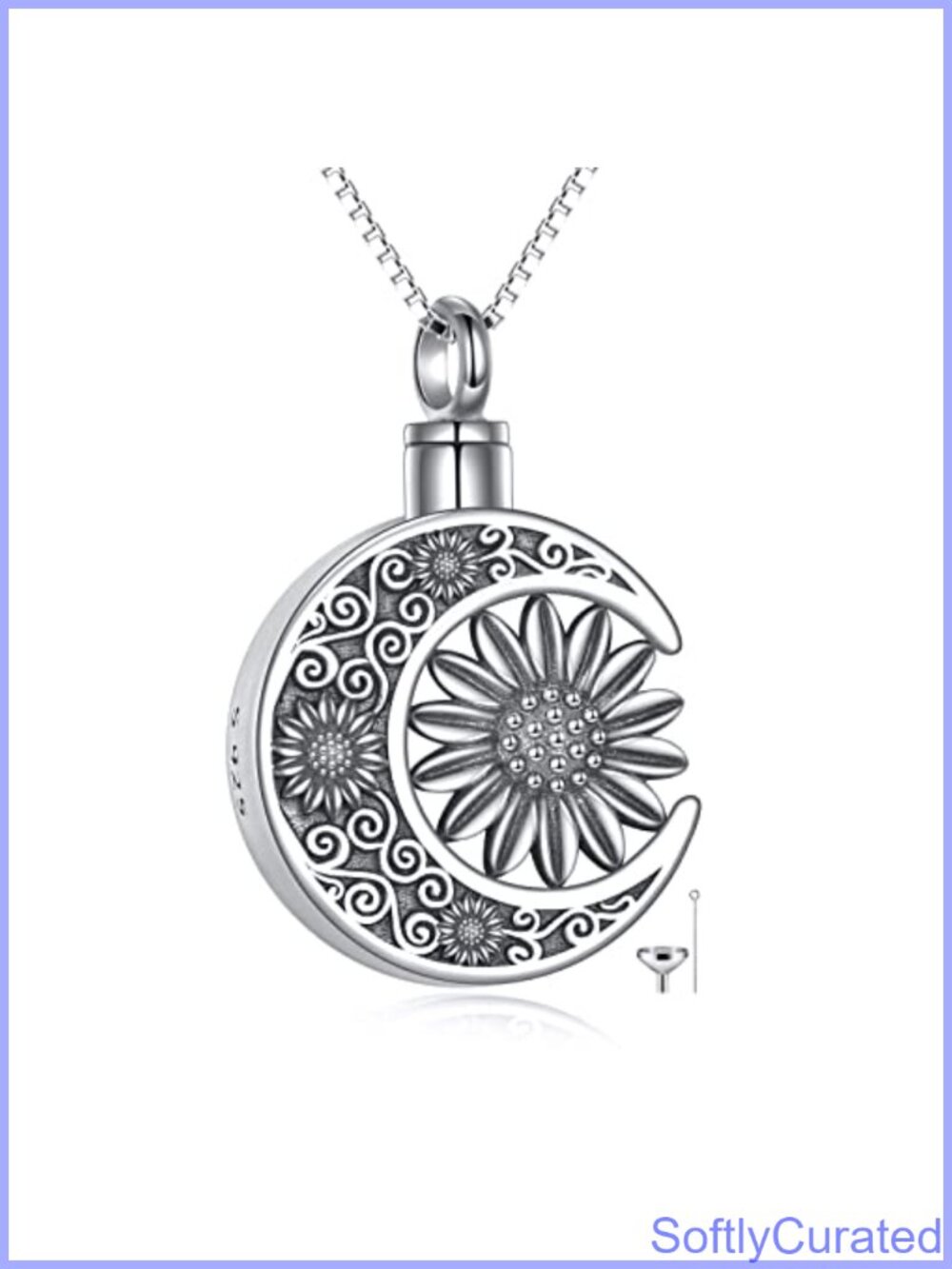 925 Sterling Silver Sunflower Urn Necklace for Ashes Memorial Jewelry